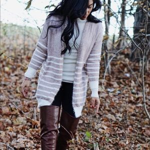 Blush pink and white sweater